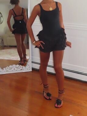 Free People Black Ruffled Romper Jumpsuit